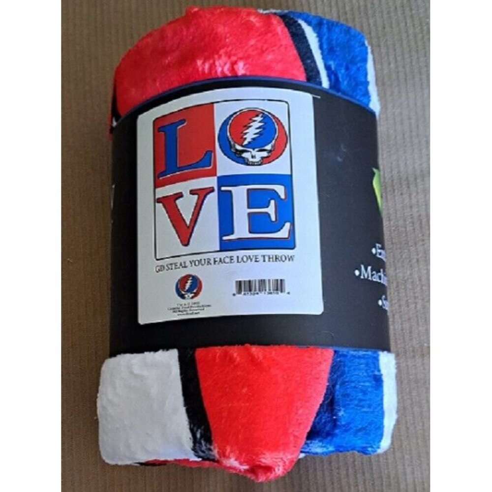 New Love Squares Grateful Dead Plush Throw Gift Blanket Fleece Steal Your Face - Picture 2 of 2